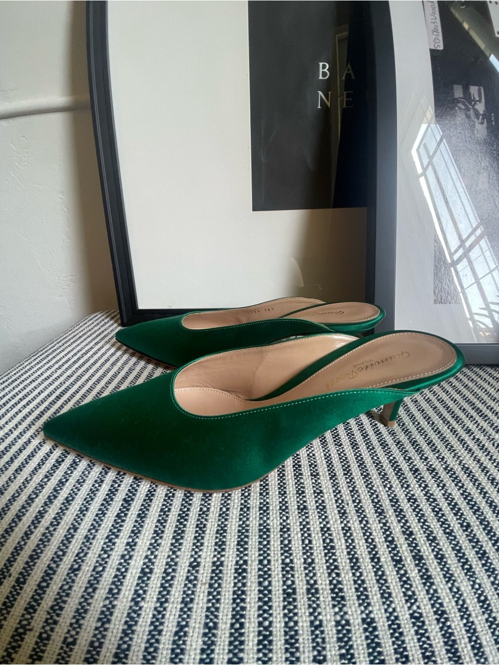 Gianvito Rossi Green Satin Pointed-Toe Mule